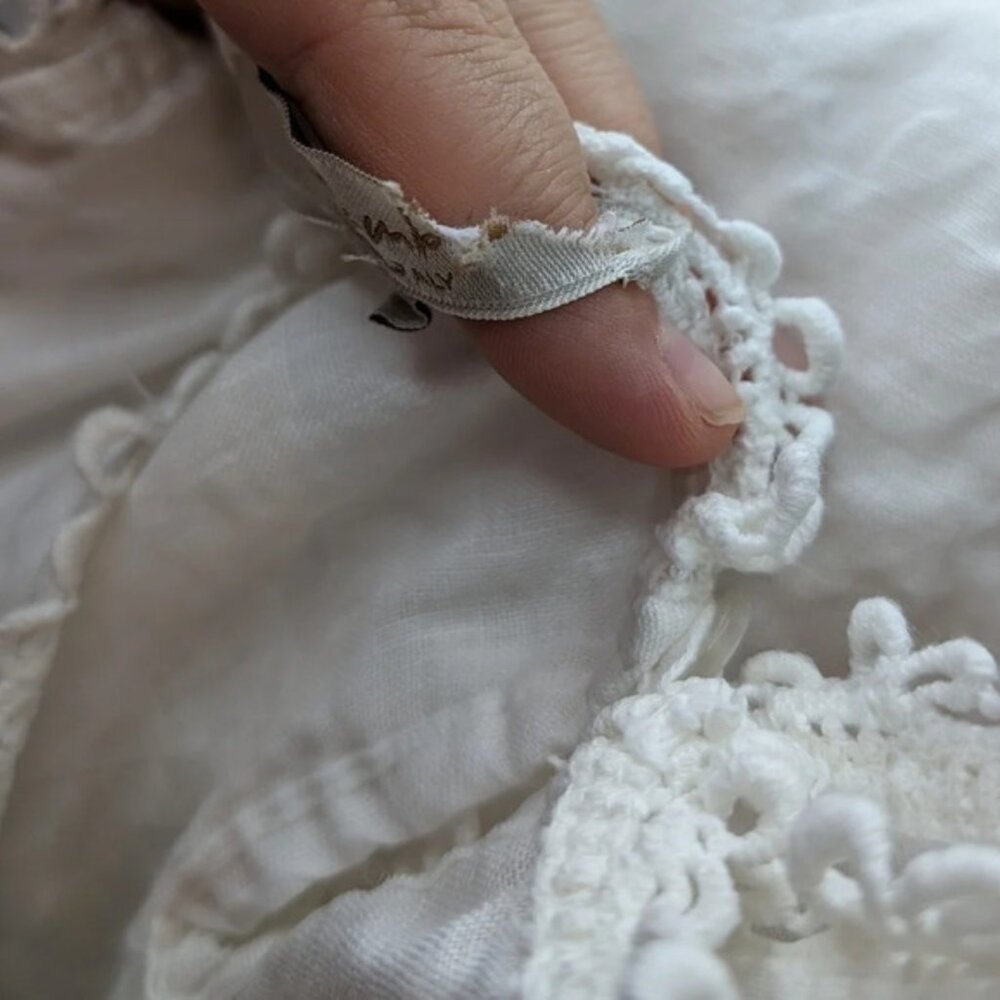 Bellambra Italian 100 Linen White Lace Detail  Sleeveless Blouse Women Small - Picture 11 of 11
